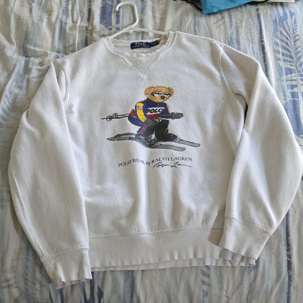 Polo by Ralph Lauren White Sweater with Skiing Bear